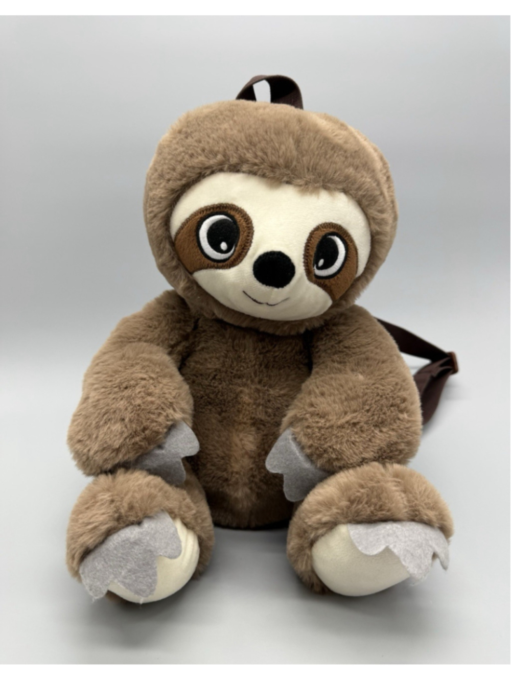 Carried Away by stepping stones Sloth Plush Backpack Brown/Cream zipper